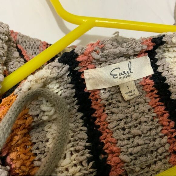 EASEL Tunic-Like V-Neck Lightweight Knit Sweater Top Hoodie Kangaroo Pocket - Picture 10 of 10